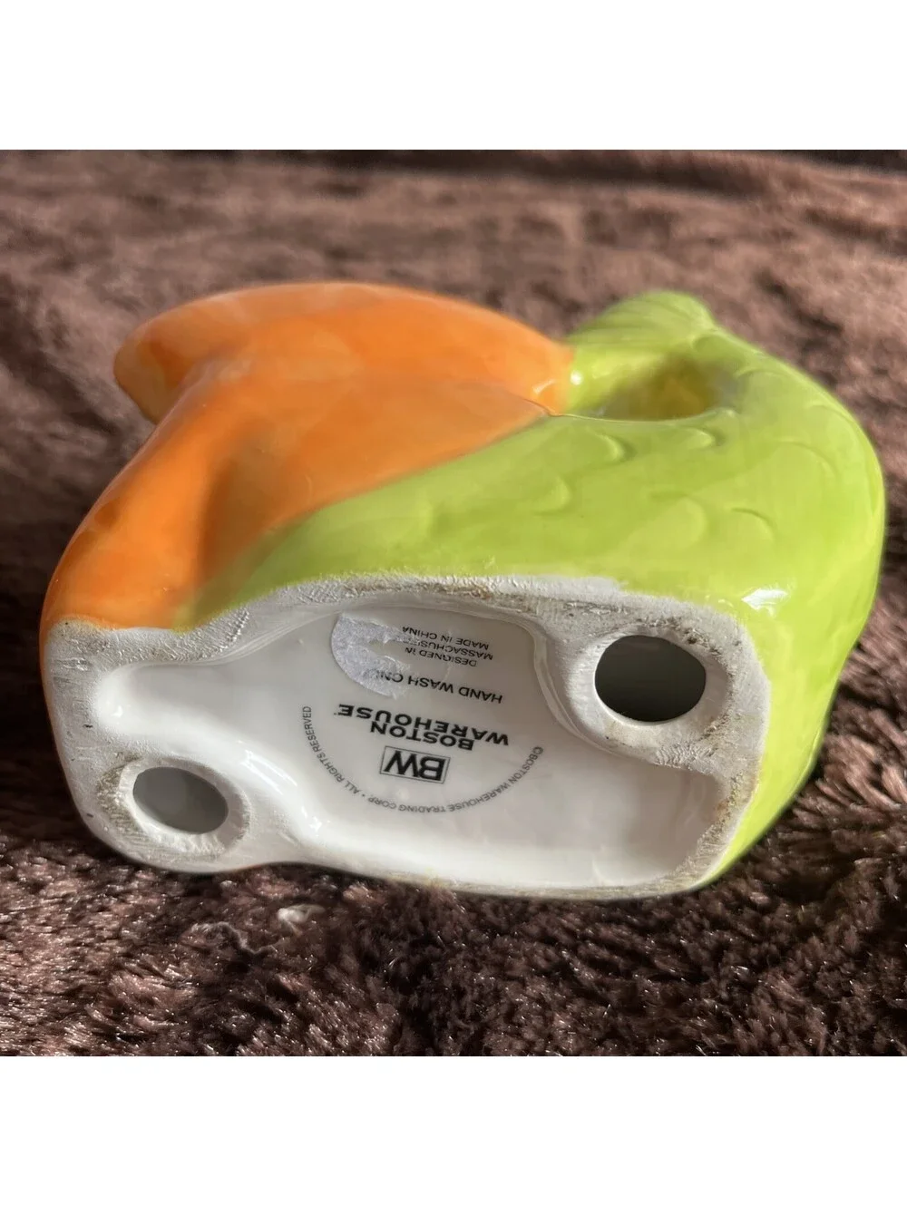 Boston Warehouse Purrmaid Ceramic Napkin Holder Orange Tabby Cat Mermaid 6x5